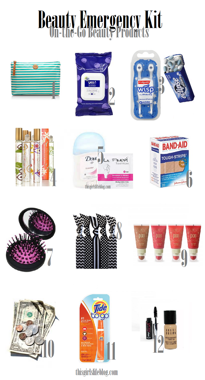 Beauty Emergency Kit From This Girls life blog…essentials for any Style Emergency #styleemergency. Wouldnt it be lovely to have this with you all the