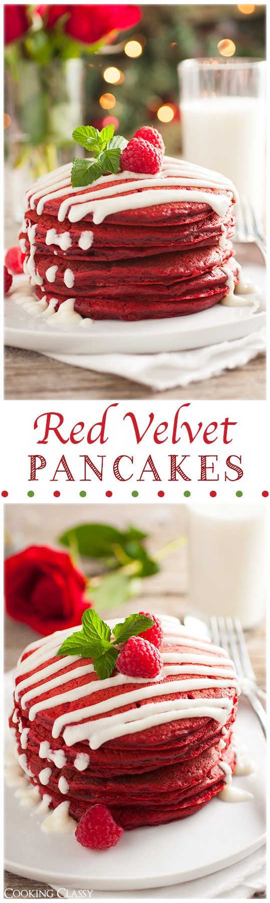 Red Velvet Pancakes with Cr