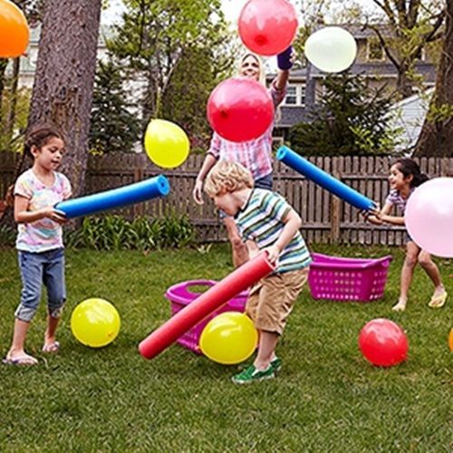 32  DIY Backyard Games – for all ages….try getting the balloon in the basket with the pool