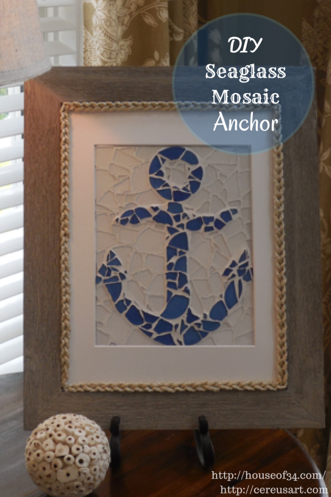 DIY Seaglass Mosaic Anchor by House of 34; Im sure Ill never make this, but its