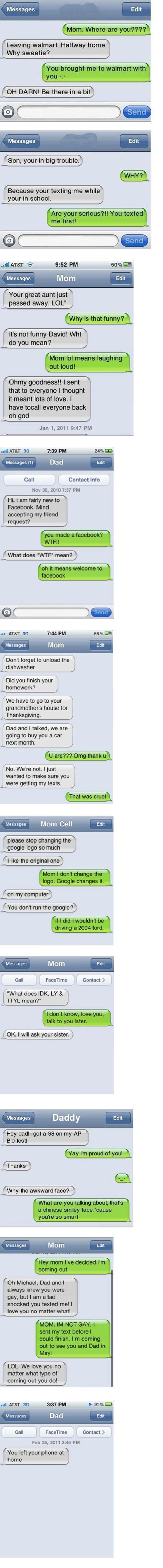 Funny Parents Text Messages-there are a few semi-inappropriate ones, but the others make are so