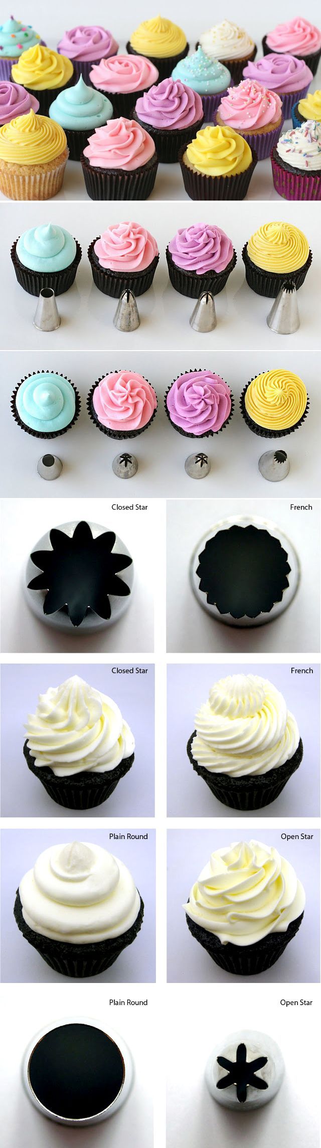 How to Frost Cupcakes- is it weird that I know these piping tips by their Wilton assigned numbers, instead of their fancy names?