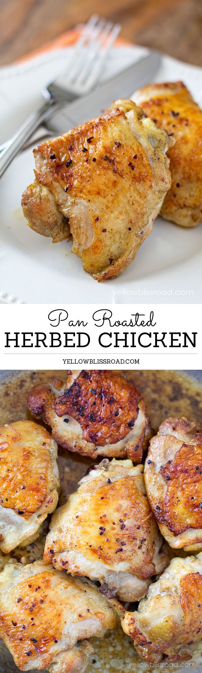 Pan Roasted Herbed Ckicken, deliciously savory and so easy to make. For an MRC menu use chicken