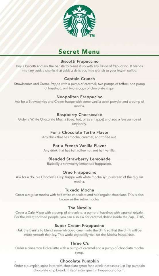 Starbucks secret menu…I h