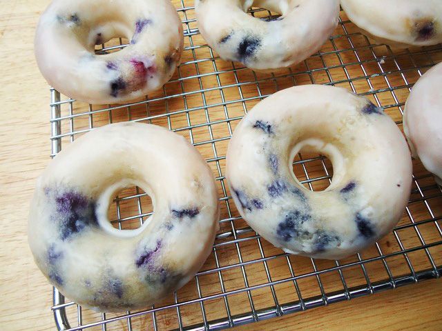 baked blueberry donuts…YUM!! My favorite bakery in college made these and I miss