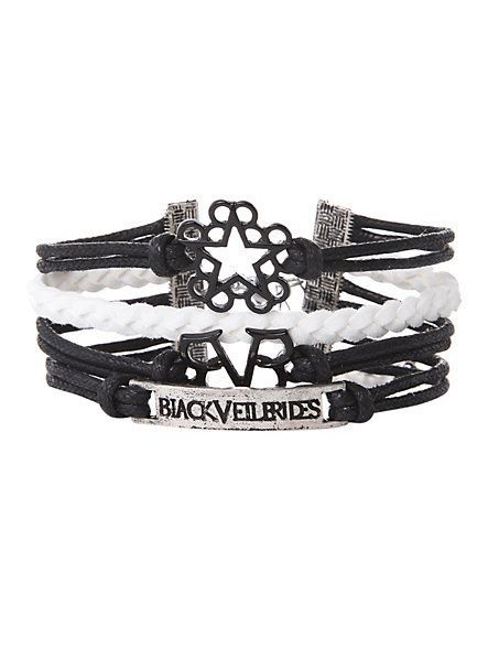 Black Veil Brides Logos Bracelet | Hot Topic OMFG I HAVE THIS!!!!!!!!!!!!!!!!! ITS REALLY AMAZING YOU NEED TO GET