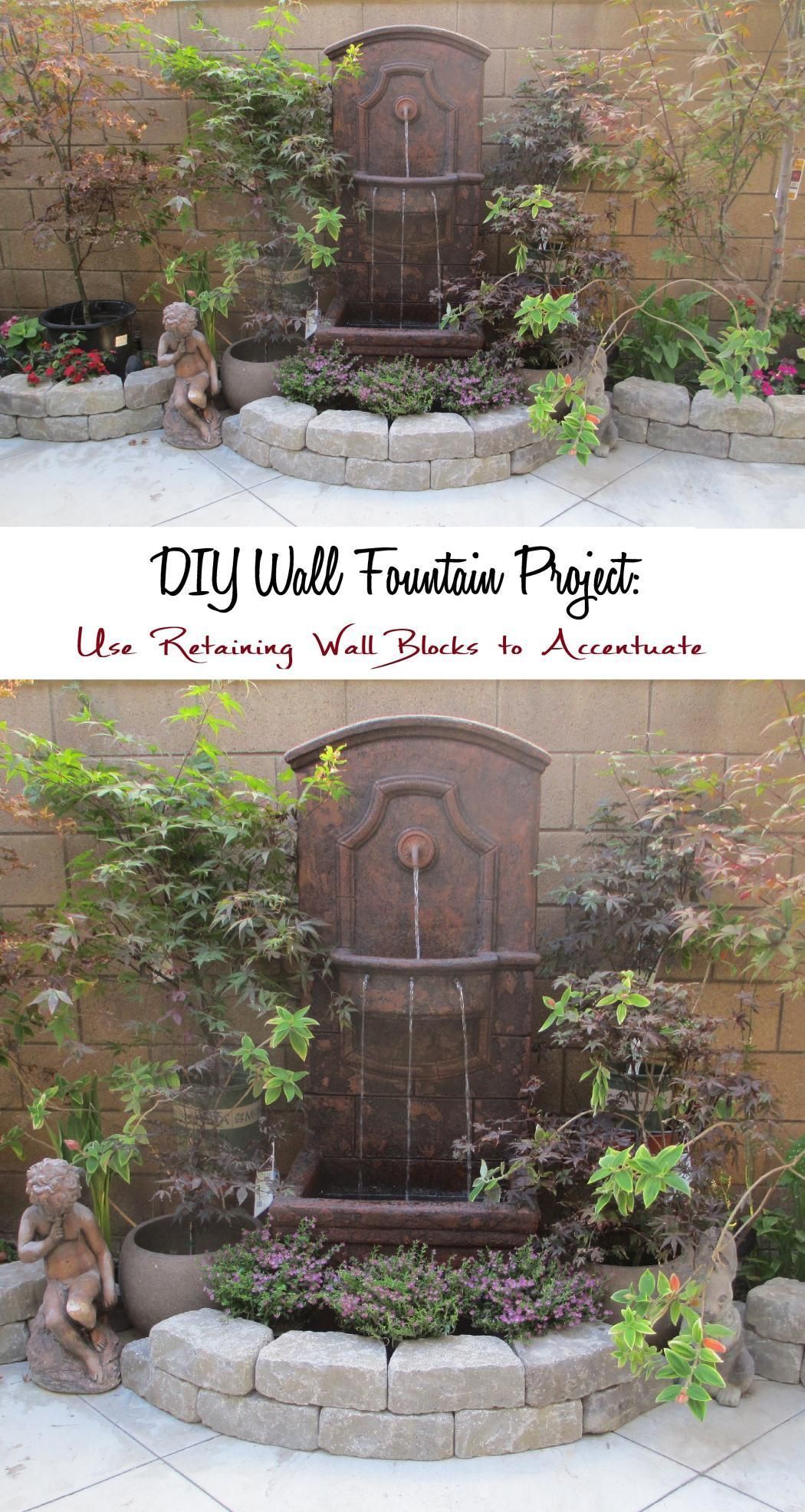 Garden : Japanese Maples Courtyard Garden with Wall Fountain: DIY Wall Fountain Project with Retaining Wall Blocks –