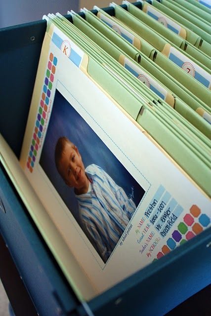 I wish my mom did this for me. File folders for K-12 to hold memorable school items and showcase that years school