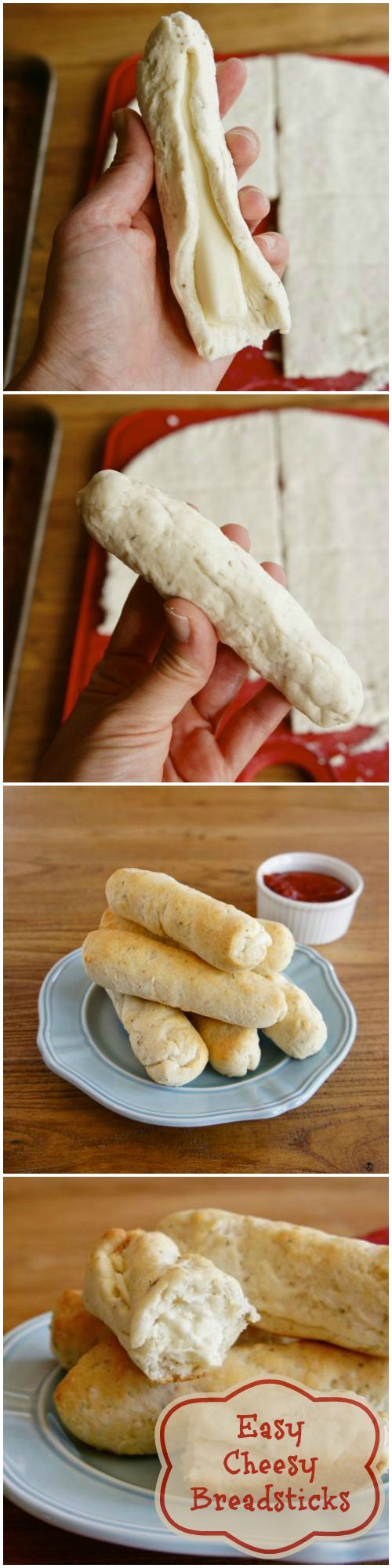 These cheese stuffed #breadsticks using #Bisquick and #cheese sticks are almost as fun to make as they are to eat! by