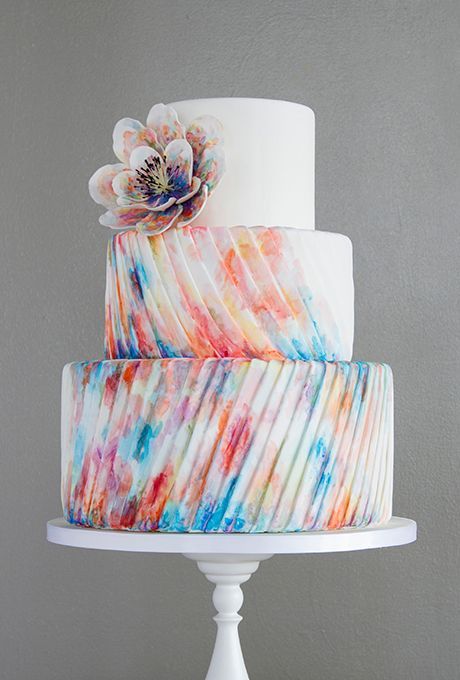 Brides: A Three-Tiered Tie-Dye Pleated Cake. Melonie Stanger of For Goodness Cakes took cues from the fashion runways when