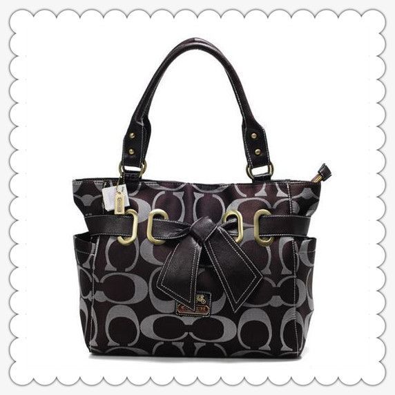 Coach Poppy Bowknot Signature Medium Coffee Totes ANA Is On Hot Sale, A Good Chance Gives You! #FashionTime #ValueSpree