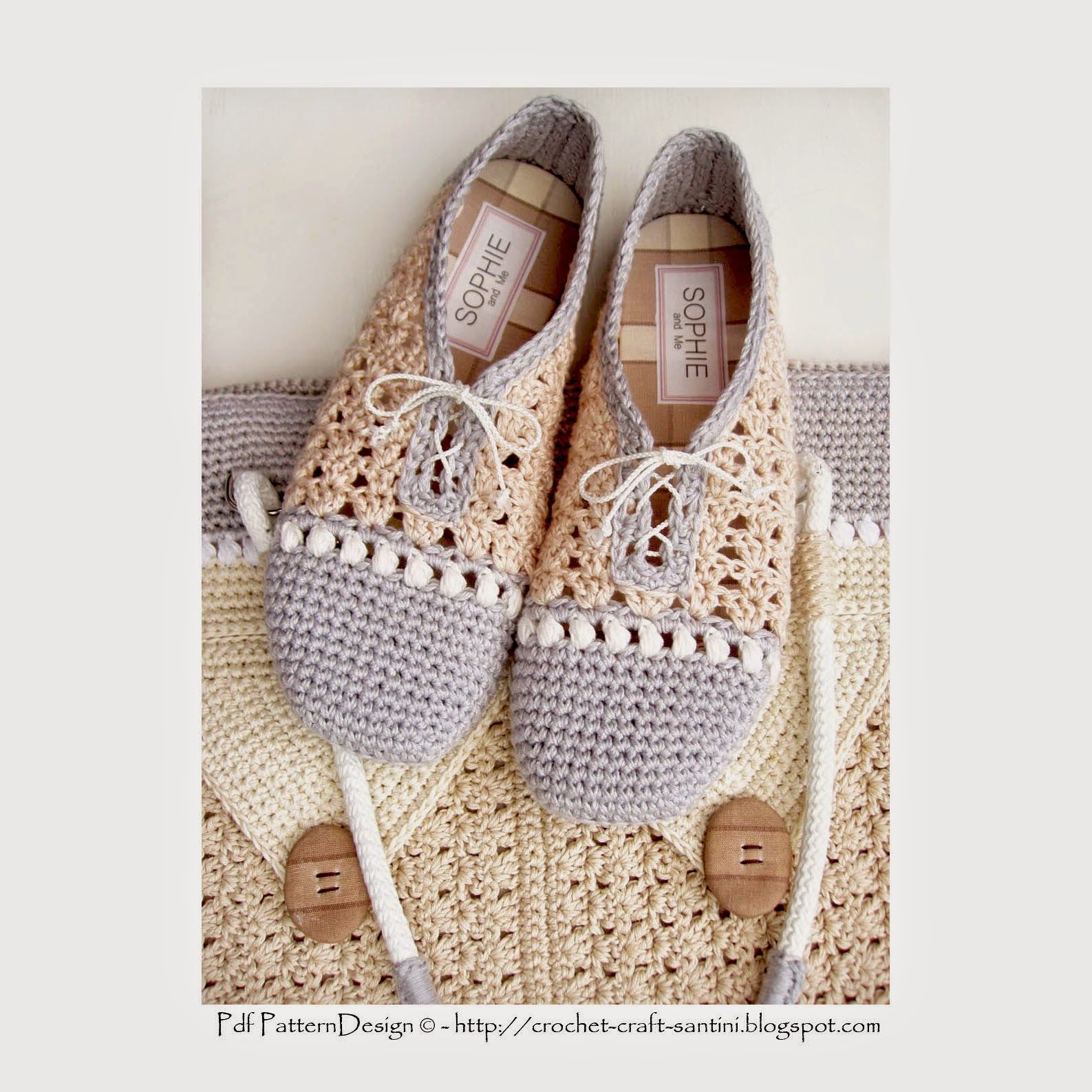 CROCHET SLIPPER/SHOES WITH MATCHING SHOPPING BAG! NEW PATTERN!