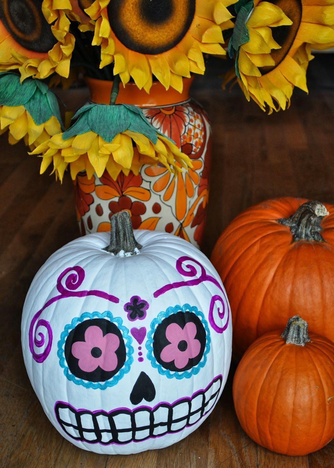 Day of the Dead DIY: Sugar Skull Pumpkins! Where Halloween meets Day of the Dead!
