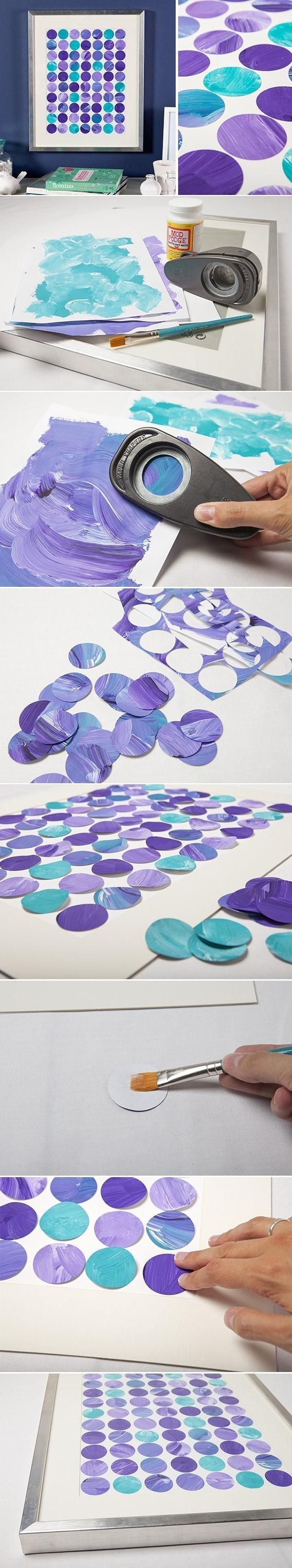 DIY Colorful Art – Would be a great idea to get the kids to paint several sheets of paper then use them for the cut-outs!