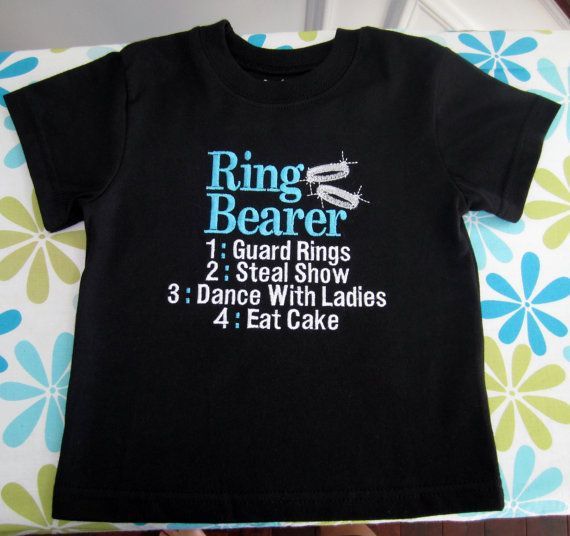 Embroidered  Ring Bearer shirt or bodysuit by KimsKreativeBowtique, $22.00 @Brianna Ballard for the reception?