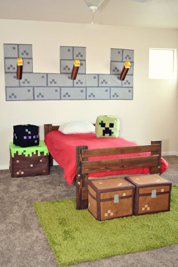 Ensemble de chambre  coucher de Minecraft #1, 6 lments, torches, blocs de chteau, oreiller, couvre-selles poitrine sur Etsy,