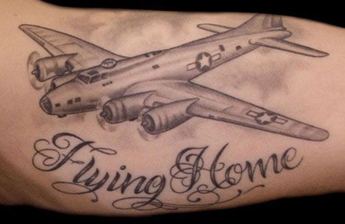 Flying Home  airplane, tattoo