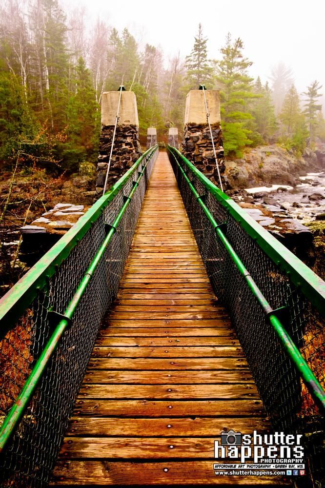 Jay Cooke Hanging Bridge In Fog by Shutter Happens Photography.   Taken in March 2012 in Jay Cooke State Park, near Cloquet,
