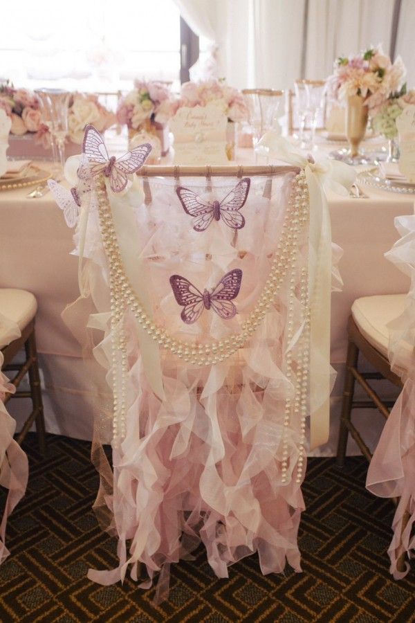 Adorable Girl Baby Shower – curly willow chair sleeve with butterflies + pearls Wildflower_linen_Dessart_Designs_Slickforce_Studio