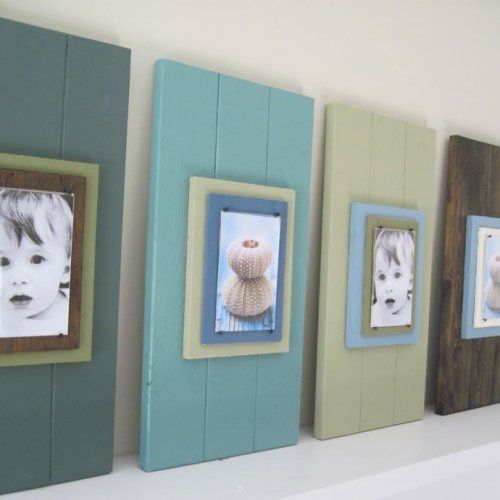 Cottage style plank frames – cute way to display photos.