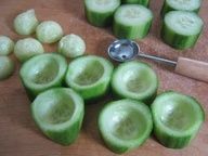 Cucumber cups – stuff with tuna or chicken salad – cool party idea for finger food