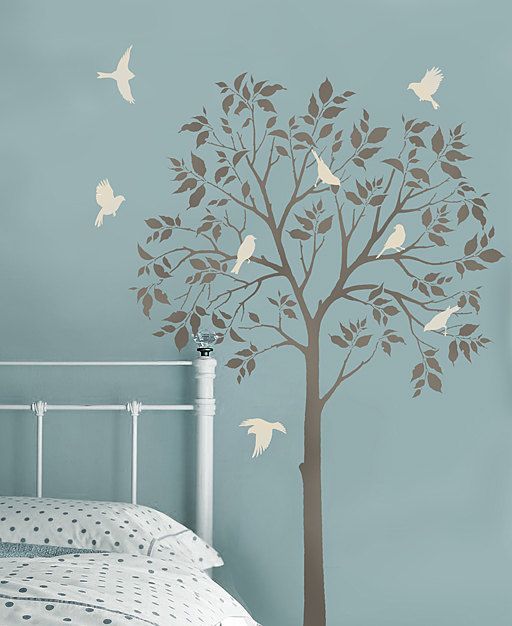 Large Tree and Birds Stencils  Reusable by CuttingEdgeStencils, $99.95