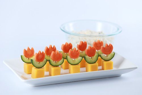Mario Fire Flower Appetizers and Spicy Veggie Dip!