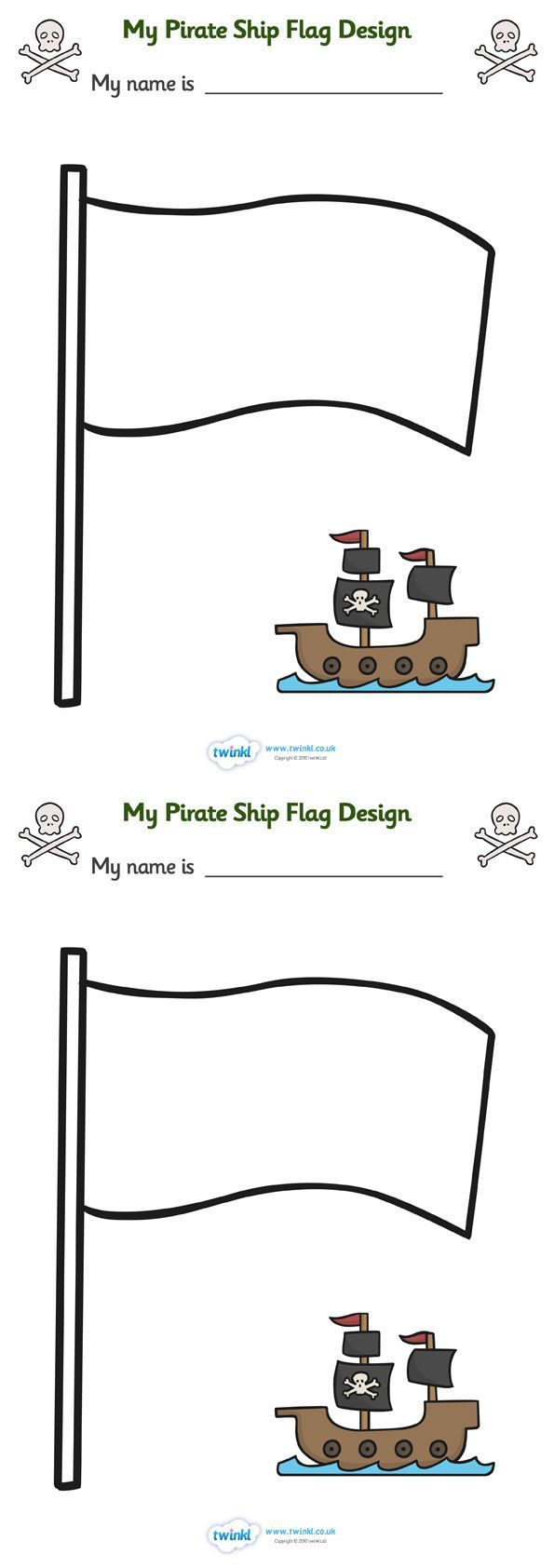 Twinkl Resources  Design Your Own Ship Flag Worksheet  Classroom printables for Pre-School, Kindergarten, Primary School and