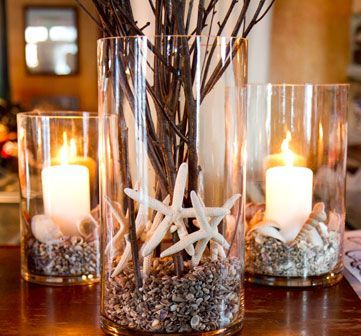 10 Pillar Candle Holder Display Ideas with a Beach and Coastal Theme