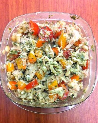2-Minute Paleo Tuna Salad — 100 pesos . . . add either garbanzo beans or pasta noodles to make it a little heavier.