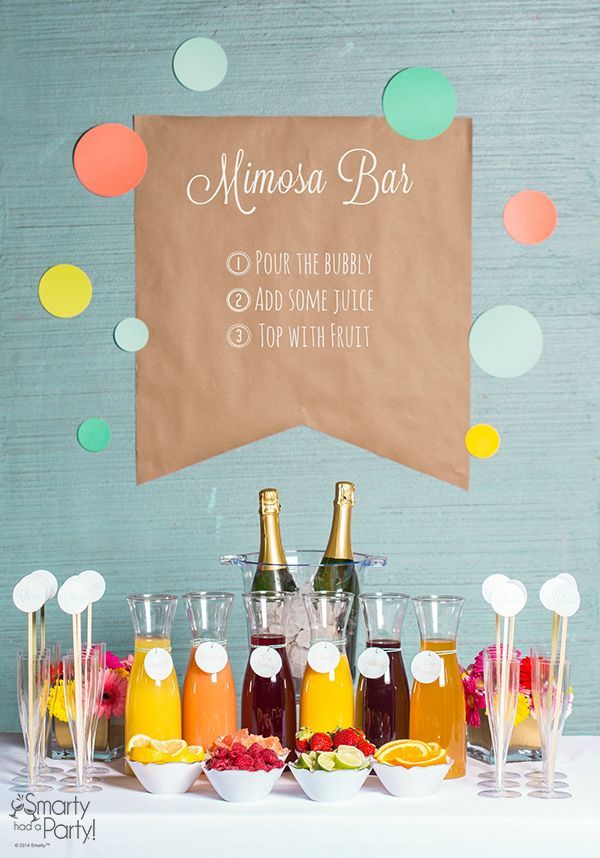A Mimosa Bar makes a gorgeous and colorful display at any event! Heres how to create one yourself. | Smarty Had A Party