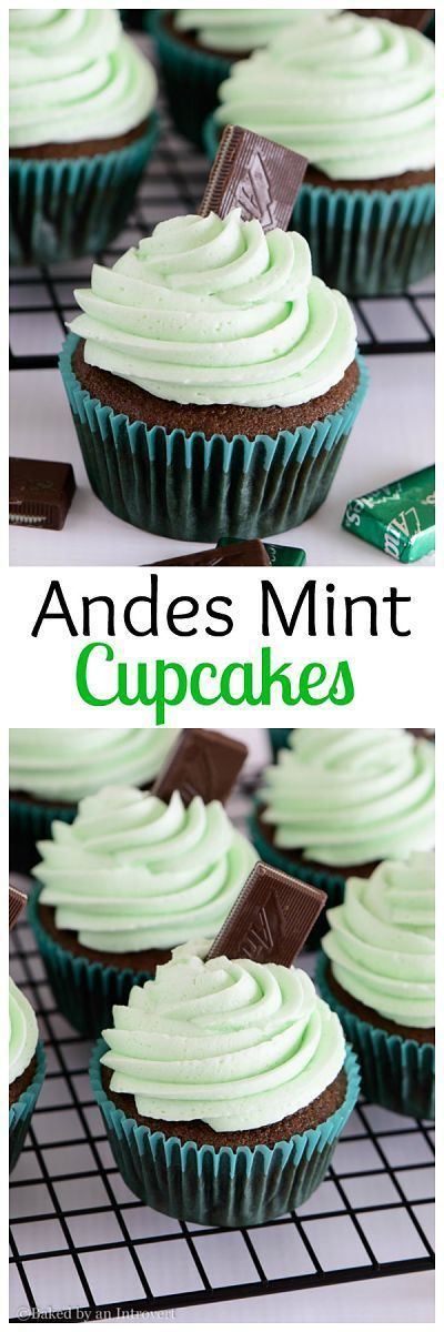 Andes Mint Cupcakes - The best homemade chocolate cupcakes topped with thick and creamy mint frosting. These cupcakes taste just