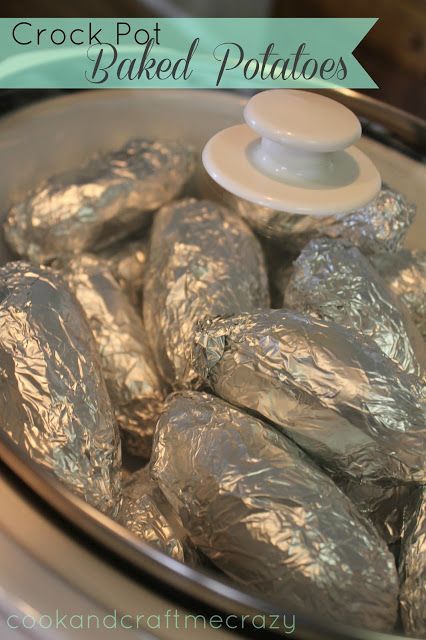 baked potatoes in the crock pot – pinning so I remember how long to cook them for – 6-7hrs on LOW 4-5hrs on HIGH