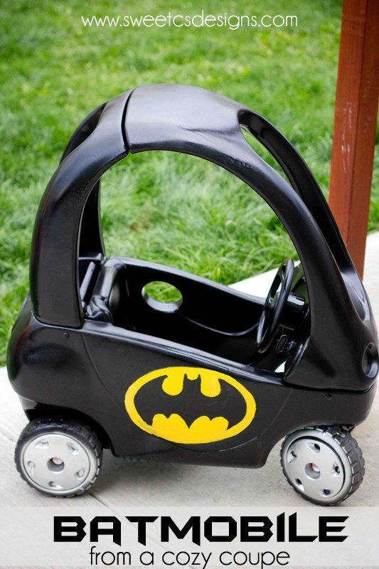 Batmobile Cozy Coupe | Community Post: 21 Geeky Projects Fit For A Superhero My babies will drive the Bat mobile!