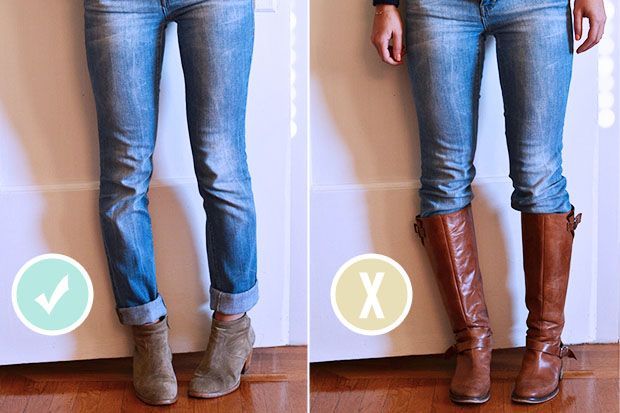 BOYFRIEND JEANS (OR ANY NON-SKINNY JEANS): I see way to often baggy jeans paired with knee-high boots. Its an honest mistake, but