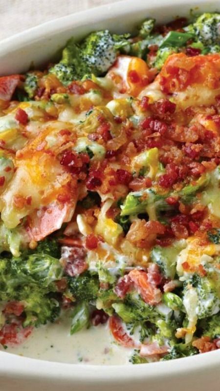 Creamy Broccoli-Bacon Bake ~ a simply scrumptious side dish… Shredded cheddar cheese and smoky bacon give this tasty broccoli