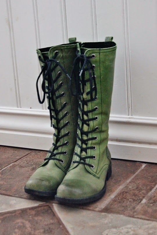 Fall Green Lace Up Long Boots. No comment necessary.