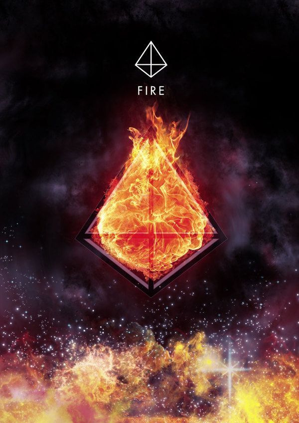 Fire Element and its Sacred Geometric Symbol ~ Tetrahedron 4 Faces Equilateral Triangles