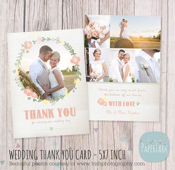Hochzeit Danke Karte Photoshop-Vorlage AW014 von PaperLarkDesigns