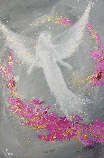 Limited angel art poster “Luck”, modern contemporary angel painting, artwork, print, glossy photo