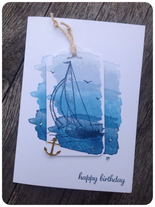 Maritime Birthday Card using Stampin Up Happy Water Color, Sail Away and Express Yourself stamp sets