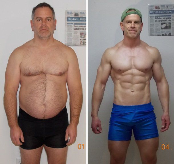 Matt Manning before and after the 3 month competition. (Bodybuilding.com)