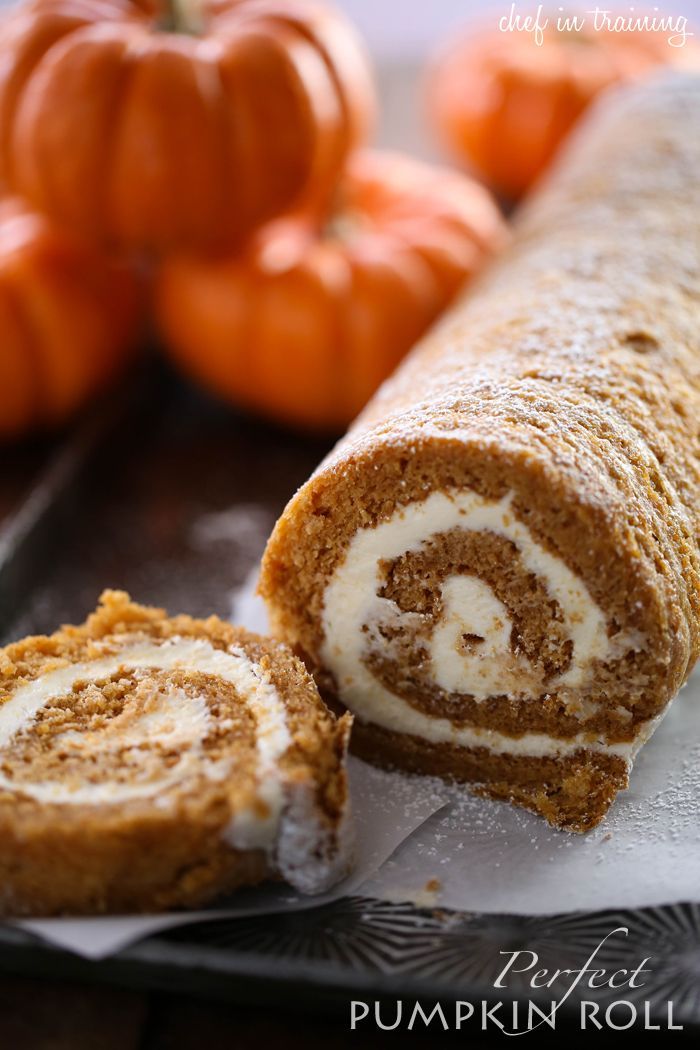 Perfect Pumpkin Roll from chef-in-training.com …This recipe is so moist, and delicious! Cream Cheese and pumpkin are a perfect
