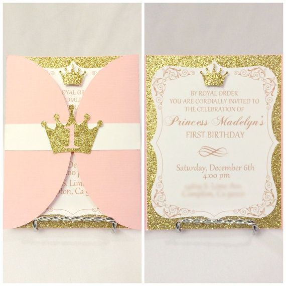 Pink and Gold Princess Invitations by CraftySistersPlus1 on Etsy