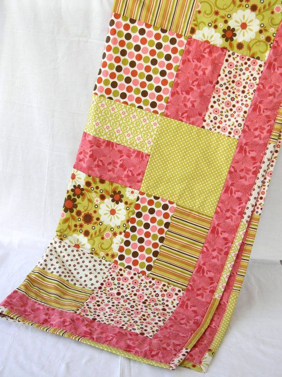 Pink and green quilt is perfect for baby or little girl who may need to share a room with a sibling who doesnt care for pink –