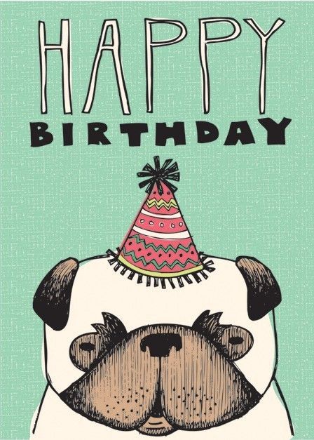 Pug birthday card
