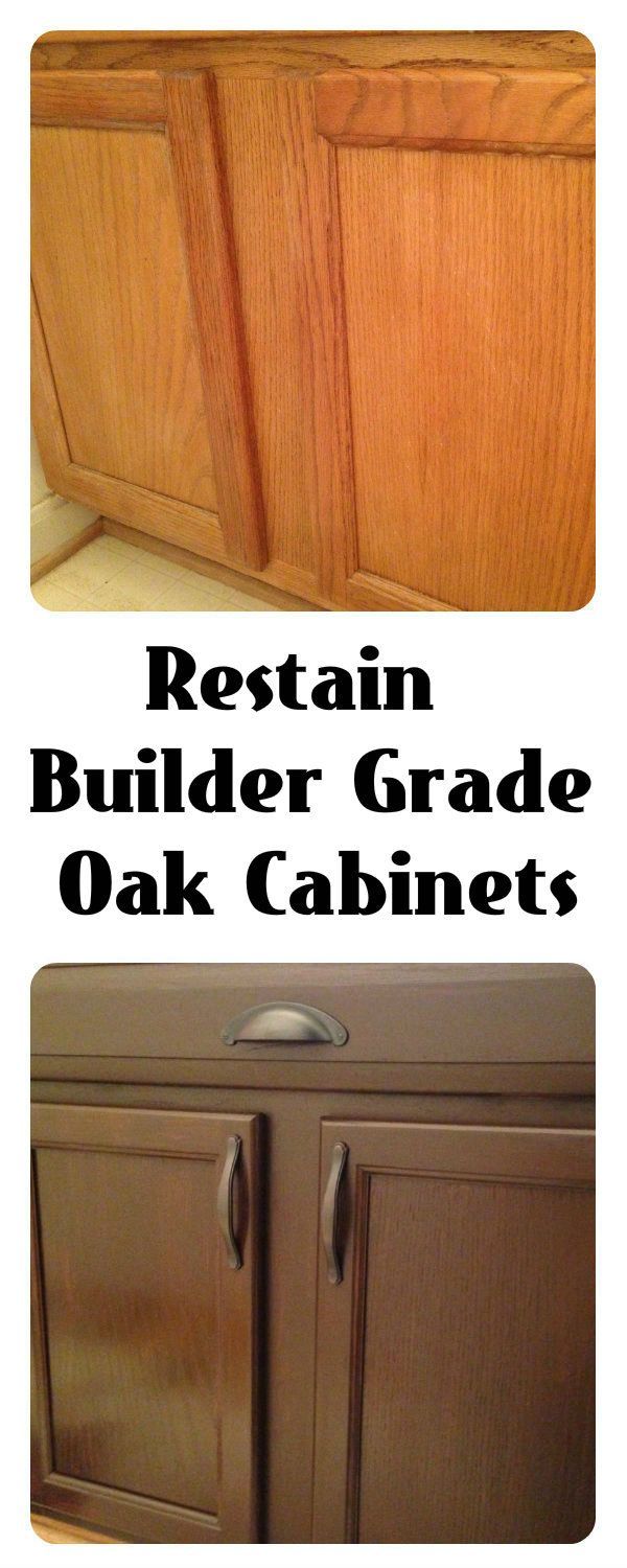 Restain Builder Grade cabinets:  General Finishes Gel Stain Antique Walnut and Rustoleums Carrington