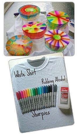 Sharpie dyeing – visit Goodwill for your white clothing supplies!