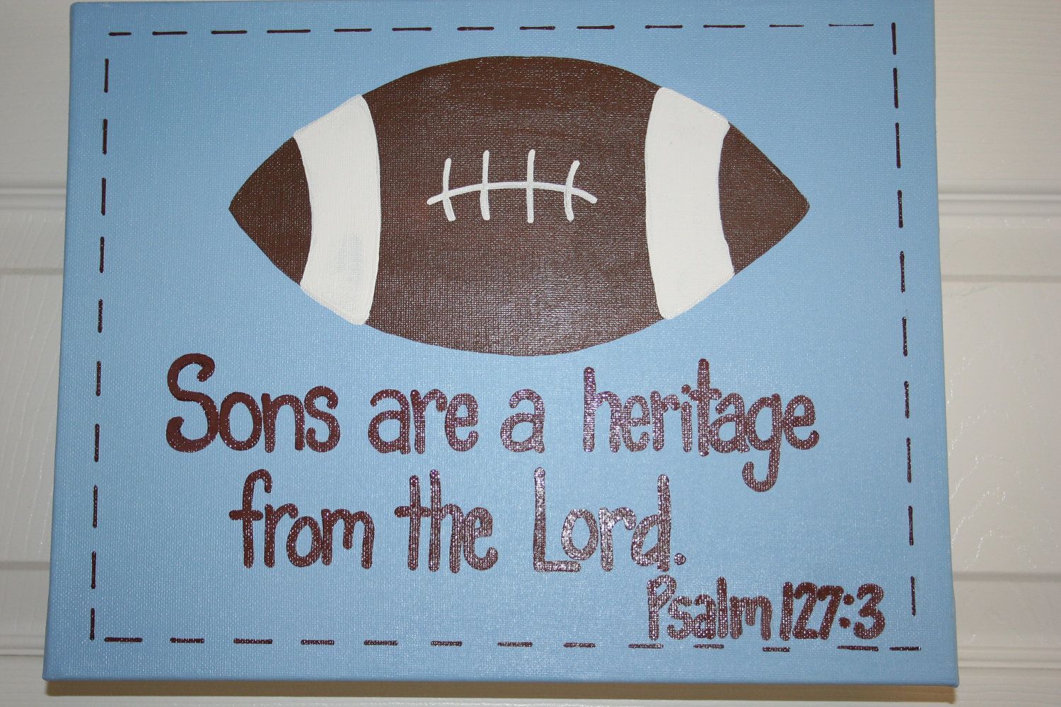 Sons Are A Heritage From the Lord, 16×20 Football Wall Art, Boys Nursery, Bible verse, Psalm 127:3, Baby gift, Christening