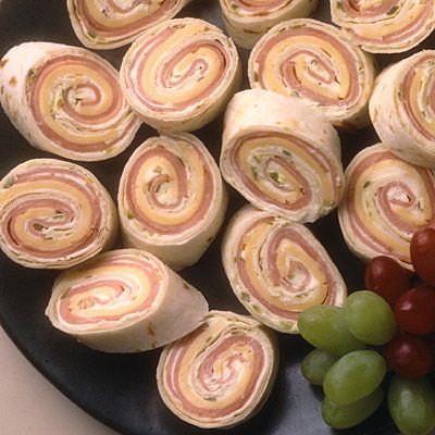 Spiral Sandwiches (Ham and cheese or turkey, or pb and banana!) Great for on the go or showers.